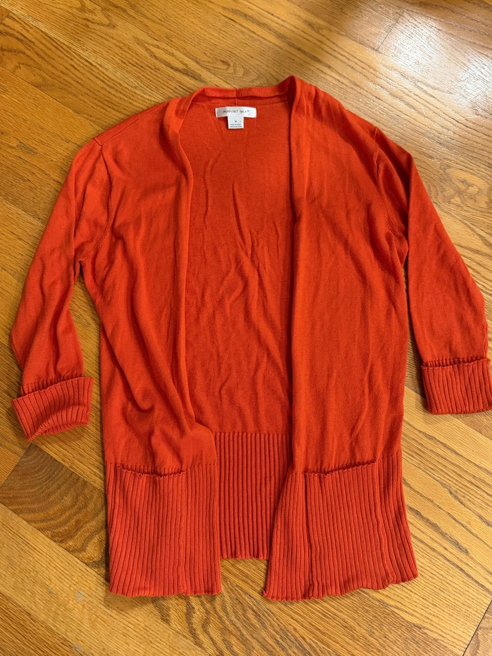 August Silk Open-Front Women's Cardigan Sweater - Orange